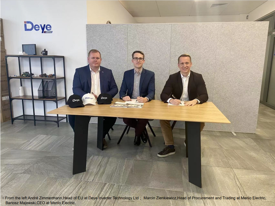 Deye逆变器已与Menlo Electric签署了商业合作协议